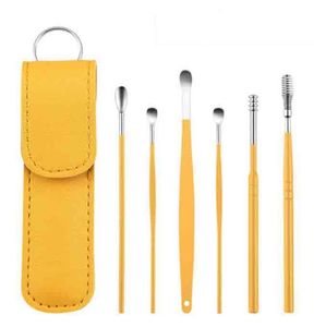 6 Pz/set Raccoglitori Per La Cura Dell'orecchio Earpick In Acciaio Inox Accessori Per Fumare Pick Cleaner Orecchie Cucchiaio Pulito Cera Dab Dabber Strumento 12 COLORI