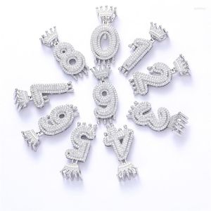 Colares pendentes Hip Hop 0-9 Números de bolhas Drip letras CZ Rapper de cobre Cubic Zirconia for Men Mulheres jóias