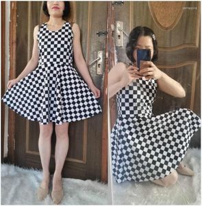 Casual Dresses Plaid Checkerboard Skater klänning Kvinnor SEXY OFF AUDOLD SUNDRESS SUMMER