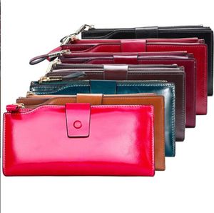 女性用財布用の本物の財布cowhide革の長い財布とカードスリーブ