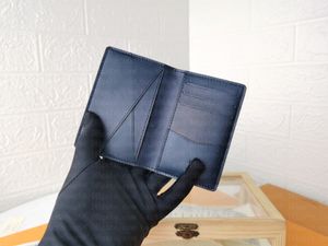 2023 New Designer wallet men wallet short wallet card holder Striped print by Blue calfskin Pocket Money clip M80421