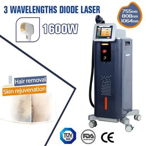 Клиника Использование диодного лазера 3 длина волн 755 808 1064 -нм Снятие волос Машина Установка кожи.