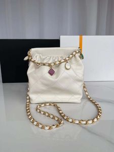 10A top mirror quality small shopping bag 17cm luxury designer handbag women's leather lambskin quilted handbag black wallet colored gems chain belt box.