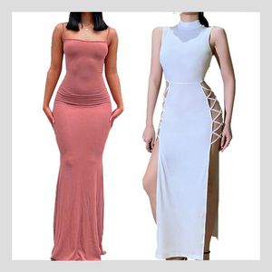 Sukienki swobodne sukienki w stylu koreańsko -stylowym lato dla kobiet 2023 Ubrania seksowne stroje Kobieta Wesela gość