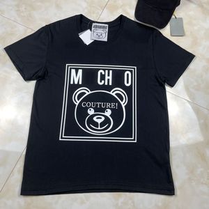 Camiseta da marca italiana Comfort Colors com estampa de letras de urso de pelúcia para roupas de casal casuais, modernas e de alta qualidade em preto e branco