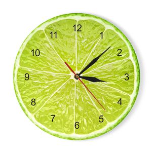 Wall Clocks Orange Lemon Fruits Wall Clock in the Kitchen Lime Pomelo Modern Design Clocks Watch Home Decor Wall Art Horologe Non Ticking 230323