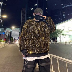 Qnpqyx nowe migoczące kolory cekiny męskie bluzy bluzy refleksyjne hip-hop pullover piosenkarka scena streetwear świąteczne imprezy