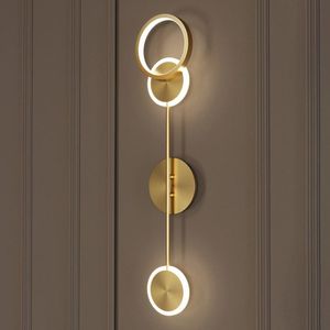 Wall Lamp Modern Led Nordic Acrylic Copper Indoor Creative Sconces Restaurant Stairs Bedroom Bedside Light Fixtures