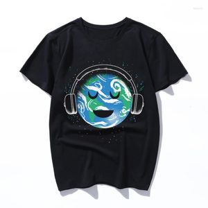 メンズTシャツ全体の地球は音楽シャツパイントTシャツxxxコットンティー楽しい半袖ファッションメン女性Tシャツ