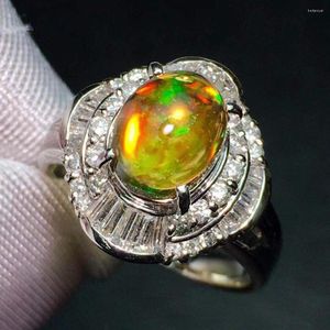 Ringos de cluster anel opala jóias finas pt900 platinum mexico origem fogo natural 2,17ct pedras gemas para mulheres