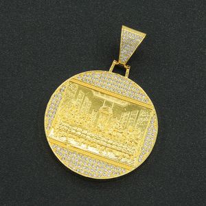 Chains The Last Supper Big Pendant Necklace Iced Out Bling Zircon Gold Color Jesus For Men Hip Hop Charm Jewelry Gift