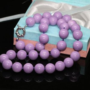 Girocollo viola conchiglia vernice da forno perline tonde di vetro 8mm 10mm 12mm 14mm collana di moda per gioielli da donna 18 pollici B636