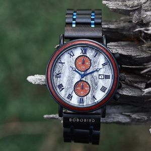 Wristwatches BOBO BIRD Wood Watch Men Fashion Luxury Quartz Wristwatch Luminous Multifunction Sport Clock Custom Box Drop