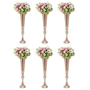 Dekoration Hochzeit Metall Trompetenvasen Desktop Metall Trompeten Mittelstücke Vase Willkommensbereich Straßenführer Blumenhalter Höhe Hochzeits-Requisiten imake702