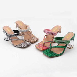 Beige Heeled Sandals Shoes Woman 2023 Gummi Flip Flops Kvinnliga tofflor Glitter Slides Big Size Low Black Hawaiian New Jelly SOF 230223