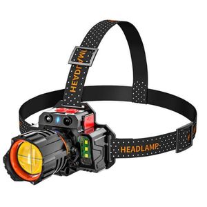 12000 Lumen Jagd-Stirnlampe, intelligenter Sensor-Scheinwerfer, XML-T6-LED, 2 COB-Lichter, Stirnlampe, Lampe, Outdoor, Wandern, Camping, Zoom-Scheinwerfer, Taschenlampe mit 18650-Akku