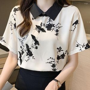 Camicette da donna 2023 Summer Fashion Women Tops and Bluse Chinese Style Short Short Short Stamping Shirts Blusas Femme Cashing Cashing Cashing Casual