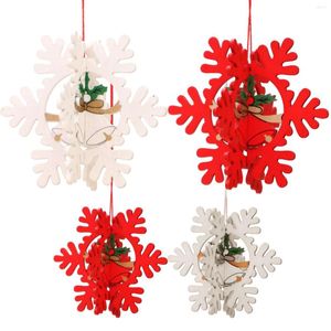 Christmas Decorations ZLJQ Snowflake Bells Wood Ornament Rustic 2 PCS Tree Hanging Dcor Xmas Ornaments For Home