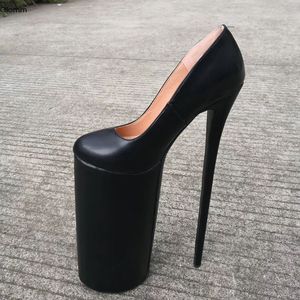 Olomm Yeni Kadın Platform Pompaları 30cm Topuklu Pompalar Seksi İnce Yüksek Topuklu Pompalar Yuvarlak Toe Black Gece Kulübü Ayakkabıları Kadın Boyut Boyut 5-15