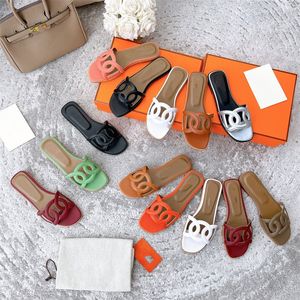 Women designer slipper flat sandals summer brand shoes classic beach casual sandal womens outdoor high quality slippers genuine leather booties with box