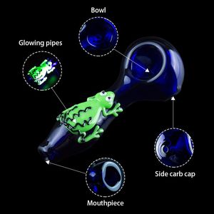 Стеклянная труба с закусочной трубкой, светящиеся в темной лягушке 4 ''