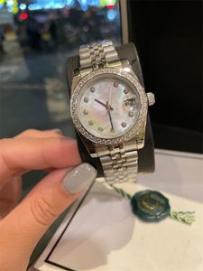 Orologio da donna da 31 mm in acciaio inossidabile da donna con diamanti, orologio da donna con quadrante a conchiglia