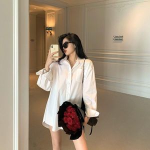 Women's Blouses Long Sleeve Loose Blouse Women 2023 Spring And Summer Top Elegant Work Office Mid-length Shirt Solid Color T836