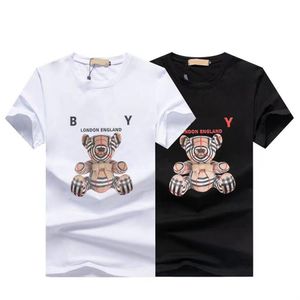 2024 Neues T-Shirt-Baumwoll-Cartoon Little Bär Kurzarm Herren lässig lous lockeres Sommerdruckpaar Kleid S-XXL