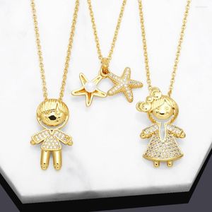 Pendant Necklaces Cute Women Jewelry Gold Color Tiny Dainty Collier Unique Doll Star Charm Short Clavicle Friendship Necklace For Girl