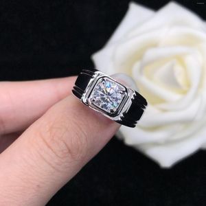 クラスターリングau585メンリングソリッド14kホワイトゴールド0.5ct 5.0mm d vvs1モッサナイトダイヤモンドトップクオリティマンの記念日