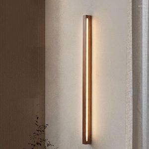 Lâmpada de parede led de madeira led moderna luz longa para o quarto sala de estar superfície sofá de fundo de arco de arco de arma