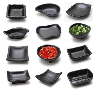 Melamine Black Dipping Soy Molhes Prishes Sushi Wasabi Doufu Snack Plate Restaurante Japonês Dining Dinnerware I0323