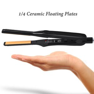 Hair Straighteners UltraThin 2 in 1 Hair Straightener Hair Curler Professional Ceramic Flat Iron For Short Hair Women And Men Beard Straightener 230323