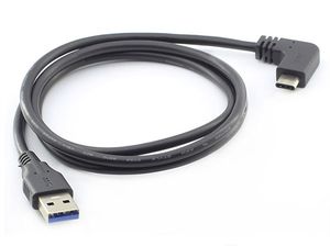 Dual Bending USB 3.1 Type-C till USB 3.0 Typ A Data Transfer Power Cable för Samsung Android Phone Black 1M