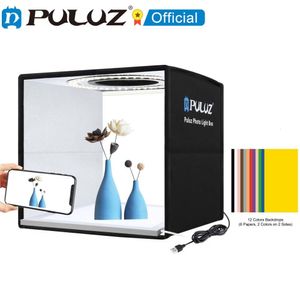 Lighting Studio Accessories PULUZ Lightbox 80 60 40 30cm P o Ring LED Light Box 6 12 Color Backgrounds Tabletop P ography Soft Shooting Tent 230323