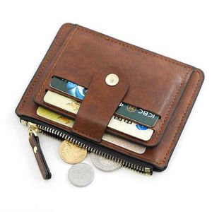 Plånböcker Luxury Small Men's Credit ID Card Holder Wallet Male Slim Leather Wallet With Coin Pocket Brand Designer Purse For Men Women Z0323