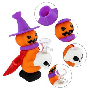 Pumpkin silicone hookahs smoking wizard water pipes dab rigs Portable with small glass bowl