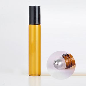 perfume bottle 100pcs/lot 5ml 10ML Roll On Portable Amber Glass Refillable Perfume Bottle