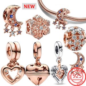 Spring 2023 New 925 Sterling Silver Rose Golden Pink Butterfly Suspension Suspension Original Pandora Bracelet Necklace