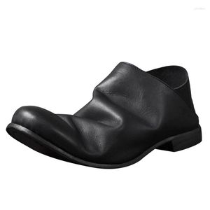 Dress Shoes Japanese Style Genuine Leather Winter Pointed Toe Formal Slip On Men's Fashion Goodyear Black Business