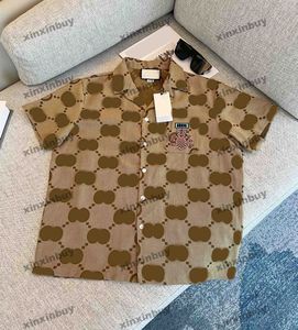 Xinxinbuy Men Designer Tee Tシャツ23SSパイナップルJACQUARDレターファブリック短袖