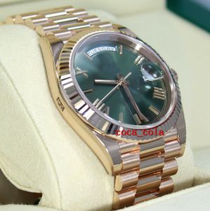 Nova versão de fábrica relógio de qualidade contador 18K Rose Gold Green Olive Dial Watch Cal 3255 Movimento Automático ETA Mergulho Natação Me232v