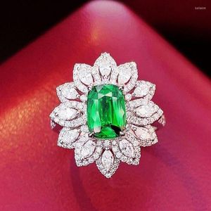 Кластерные кольца HJY TSavorite Ring Fine Jewelry 18k Gold Natural Беспокойство 1,6CT Gemstones Diamonds Женская свадьба