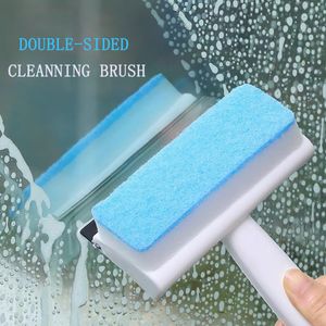 Rengöringsborstar Magic Window Glass Cleaning Brush Double-Sided Sponge Wiper Scraper Badrum Väggdusch Squeegee Mirror Scrubber Tools Tools