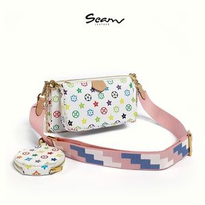 Designerskie kobiety na ramionach skórzane torebki torebki torebki kwiat mini 2pcs 2 -częściowy zestaw crossbody torebki torebki posłańca portfel Portfel Kolorowe torby