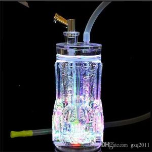 Hookahs fyrkantig med akryl lampa glas vatten flaska grossistglas bongs olje brännare glas vatten