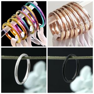 Bulk lots 50pcs Sand Surface Band 2mm Classic Ring MIX Stainless Steel Charm Ring Unisex Women Wedding Jewelry