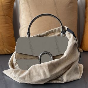 10A Specchio di qualità Digner Piccola testa di tigre Borsa da 24 cm Borsa con manico superiore per le donne Borsa di lusso beige Ebnoy Borsa classica con patta Borsa a tracolla con tracolla con scatola