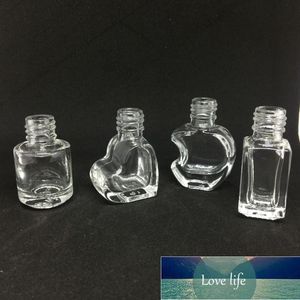 5ml Glass Empty Nail Polish Bottle Heart Round Square Shape Transparent Cosmetic Container Clear Glass Nail Glue Bottle