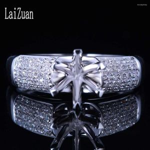 Cluster Rings LaiZuan 5.5 - 6.5mm Round Cut 925 Sterling Silver 0.3ct Genuine Natural Diamonds Semi Mount Ring Setting Women Wedding Jewelry